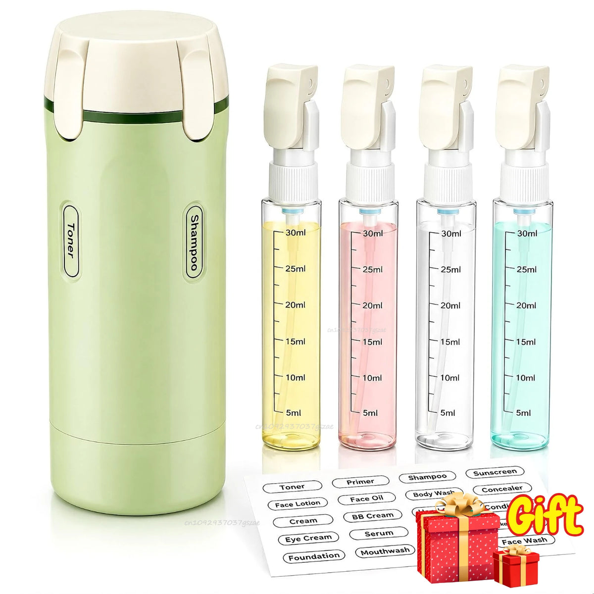 4-in-1 Travel Dispenser Bottles- Travel Bottle Leak-Proof BPA Free Shampoo Lotion Cosmetics Portable Storage for Travel