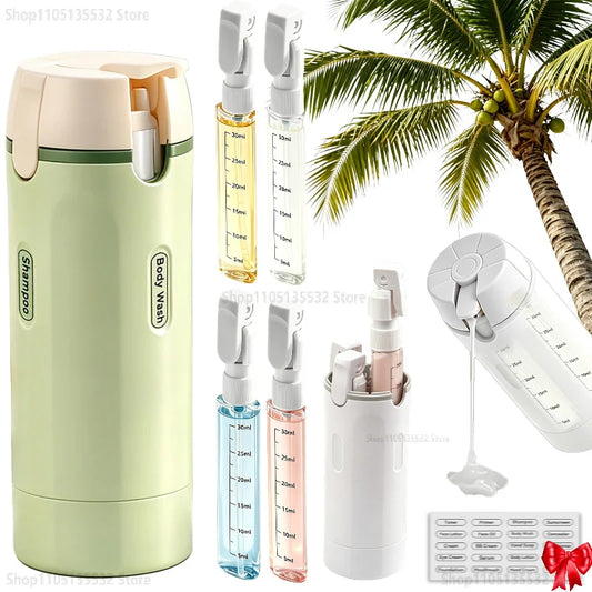 4-in-1 Travel Dispenser Bottles- Travel Bottle Leak-Proof BPA Free Shampoo Lotion  Cosmetics Portable Storage for Travel