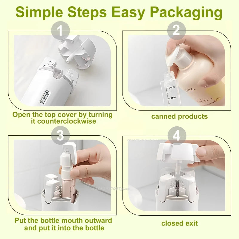 4-in-1 Travel Dispenser Bottles- Travel Bottle Leak-Proof BPA Free Shampoo Lotion  Cosmetics Portable Storage for Travel