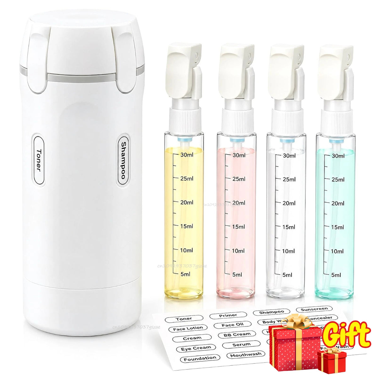 4-in-1 Travel Dispenser Bottles- Travel Bottle Leak-Proof BPA Free Shampoo Lotion  Cosmetics Portable Storage for Travel