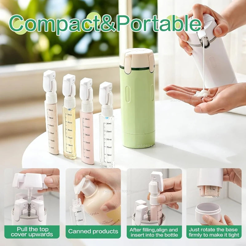 4-in-1 Travel Dispenser Bottles- Travel Bottle Leak-Proof BPA Free Shampoo Lotion  Cosmetics Portable Storage for Travel